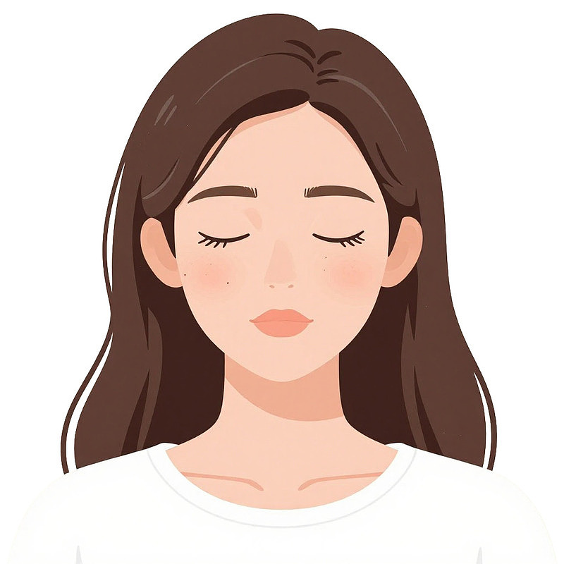 闭眼女性面部特写插画