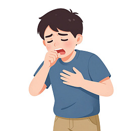 卡通男子咳嗽捂胸图片