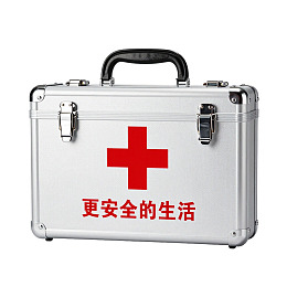 银色急救箱配红色十字标志