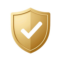 金色盾牌带白色对勾图标