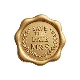 金色印章式‘Save the Date’设计