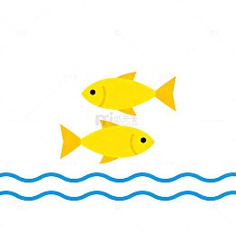 简约风格鱼游水面插画