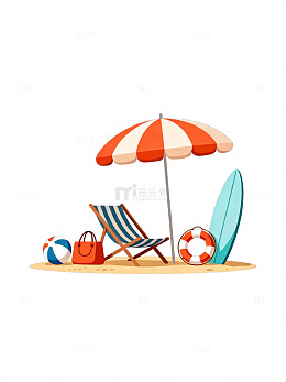 夏日海滩度假插画