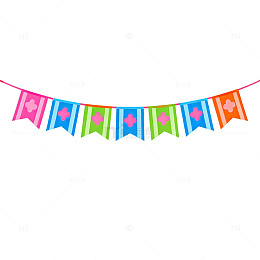 彩旗装饰庆祝节日矢量图
