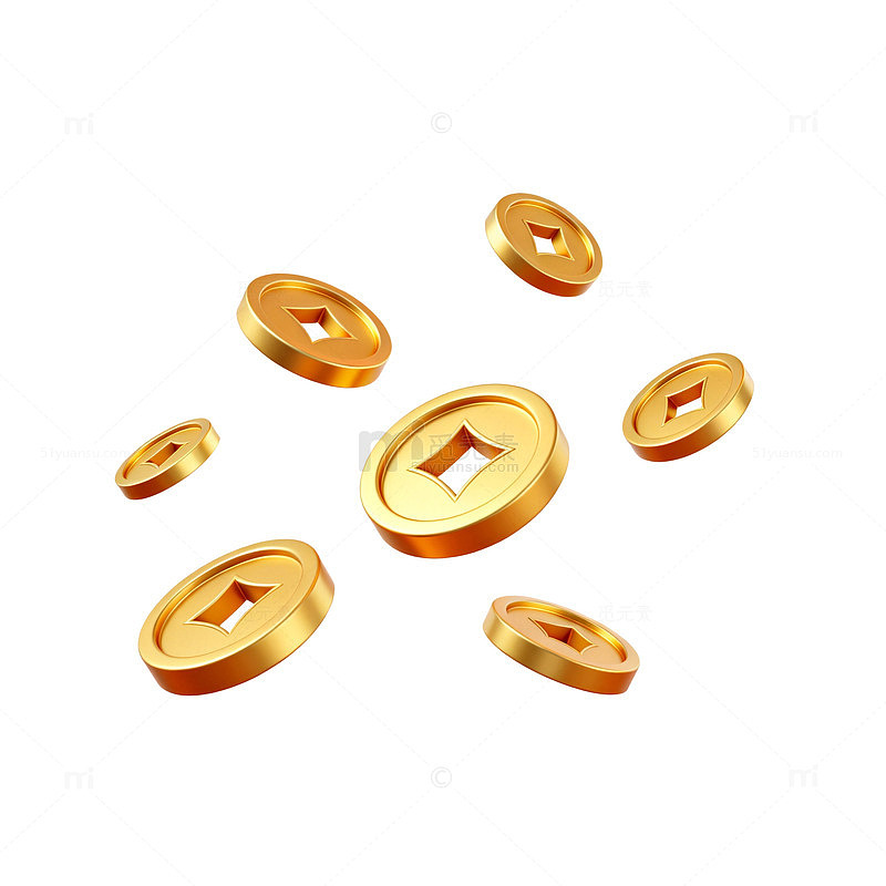 金色硬币漂浮图案