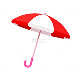 卡通风格红白雨伞图案