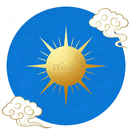 卡通风格太阳云彩图案