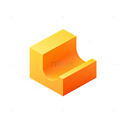 橙黄色立体字母设计图标