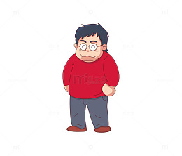 矢量卡通戴眼镜的胖子