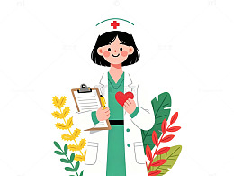 卡通护士医疗护理扁平化人物插画素材