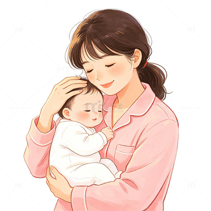 妈妈温柔的抱着宝宝