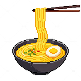 像素风拉面美食插画