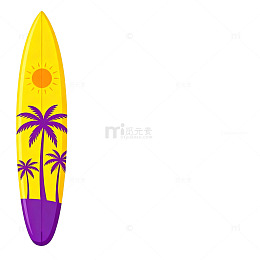 夏日海滩冲浪板图案设计