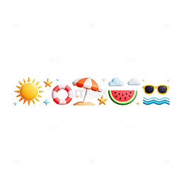 夏日海滩卡通贴纸图案