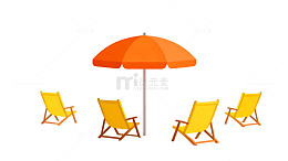 夏日沙滩度假插画