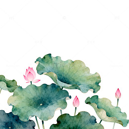 水墨荷花淡雅插画