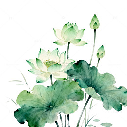 水墨荷花艺术画设计素材
