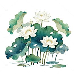 水墨荷花艺术插画