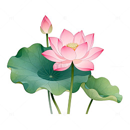 水墨风荷花插画设计元素