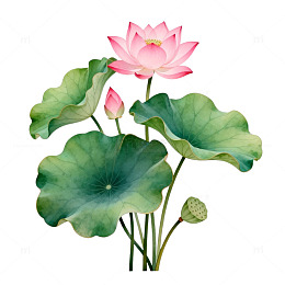 水墨荷花手绘插画