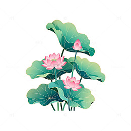 古风荷花矢量图案插画
