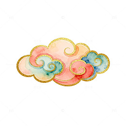 水彩祥云图案装饰元素