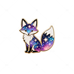 星空狐狸金属徽章