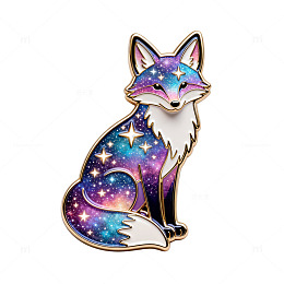 星空狐狸金属徽章