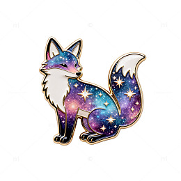 星空狐狸卡通金属徽章