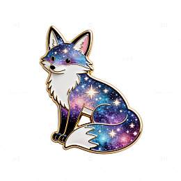 星空狐狸金属徽章