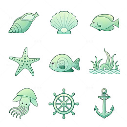 海洋元素卡通插画