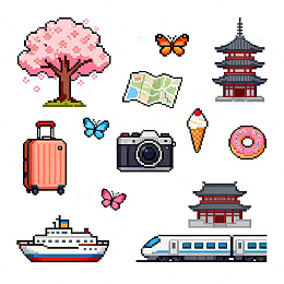 像素风旅行元素集合