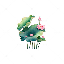 水墨荷花中国画插画元素