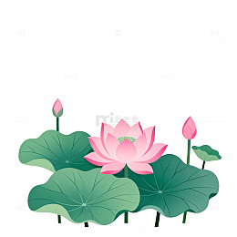 荷花卡通插画素材