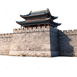 古风城墙水景图画