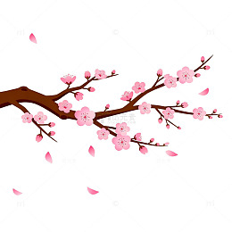 桃花盛开卡通图案