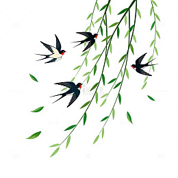 水墨风燕子柳枝装饰画