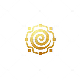 金色齿轮螺旋标志设计素材