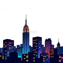 霓虹都市夜景矢量插画