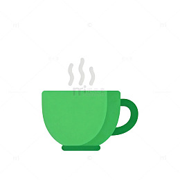 简约绿色咖啡杯插画
