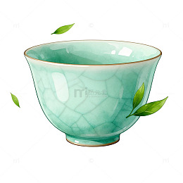 青瓷茶杯插画设计素材