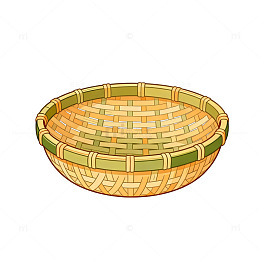 手绘竹编圆篮插画