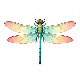 彩色蜻蜓插画设计素材