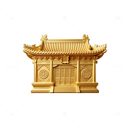 金色传统建筑模型