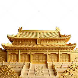 金色古建筑模型艺术摆件