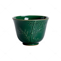 墨绿竹纹茶杯陶瓷器皿