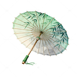传统中国风纸伞水彩画