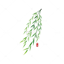 水墨柳叶装饰画