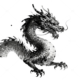 水墨龙图腾艺术插画