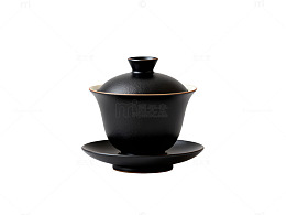 简约黑色盖碗茶具